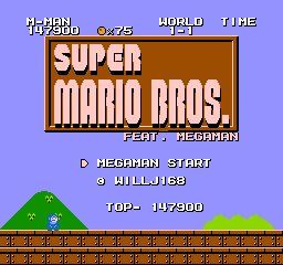 Mega Man in Super Mario Bros Title Screen